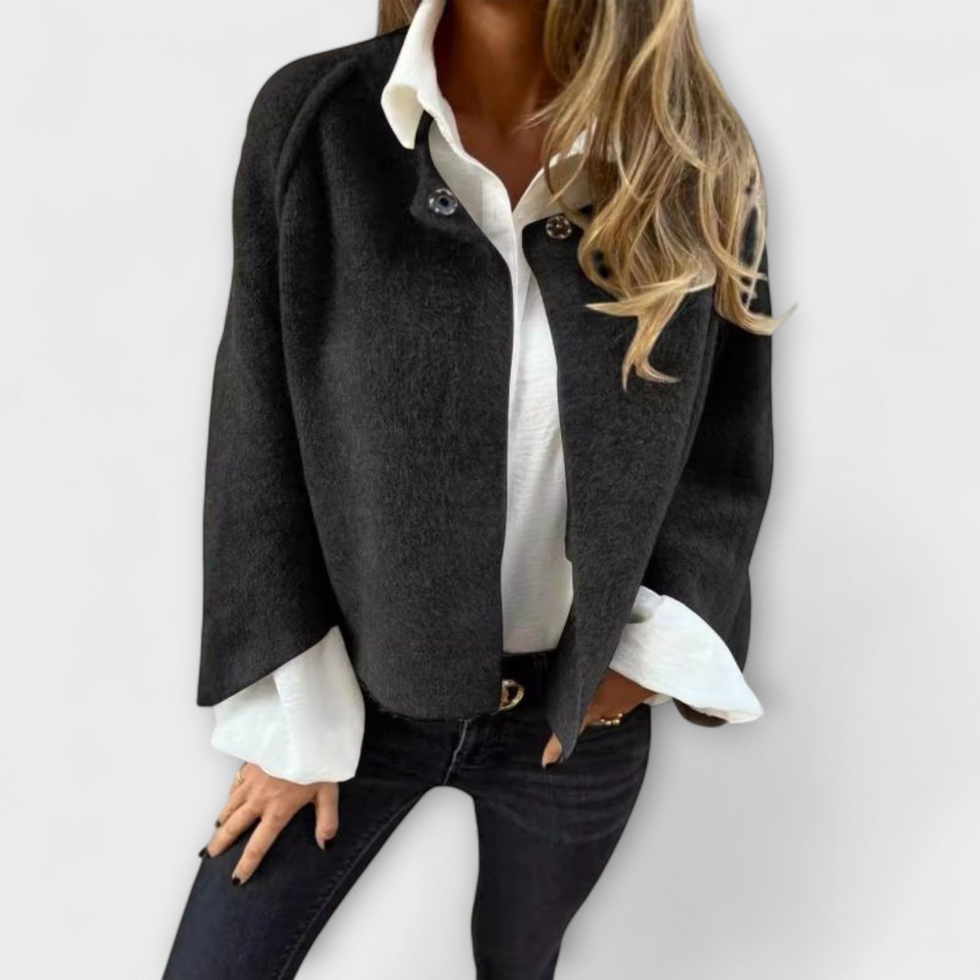 Lena - Stylische Kurze Jacke mit Rundhalsausschnitt