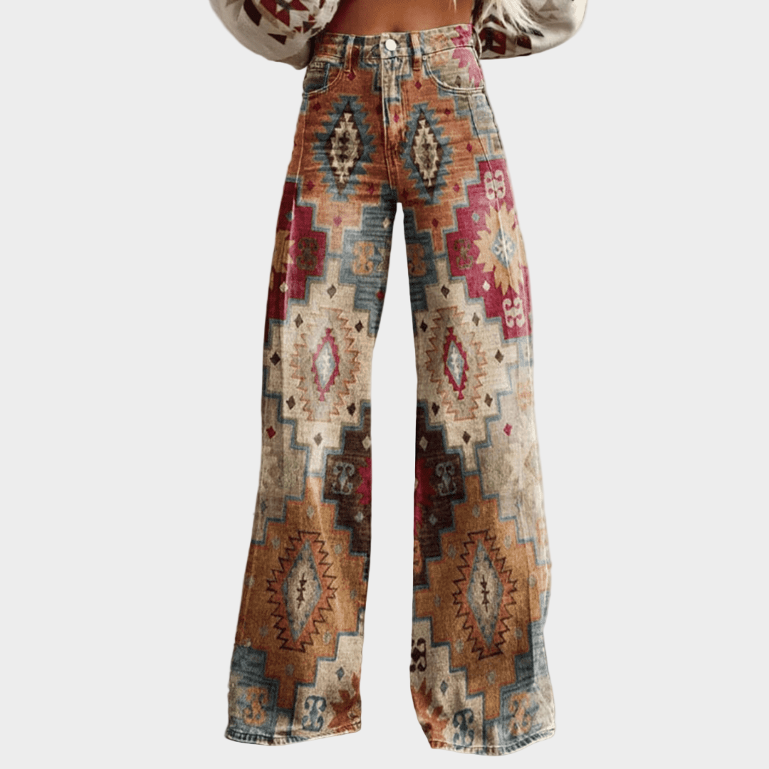 Schlaghose Damen Hohe Taille Weites Bein Denim Vintage