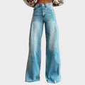 Schlaghose Damen Hohe Taille Weites Bein Denim Vintage