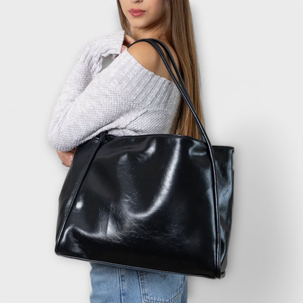 Shopper Damen Gross Schultertasche Vintage-Optik Schwarz Braun Rot – Blair