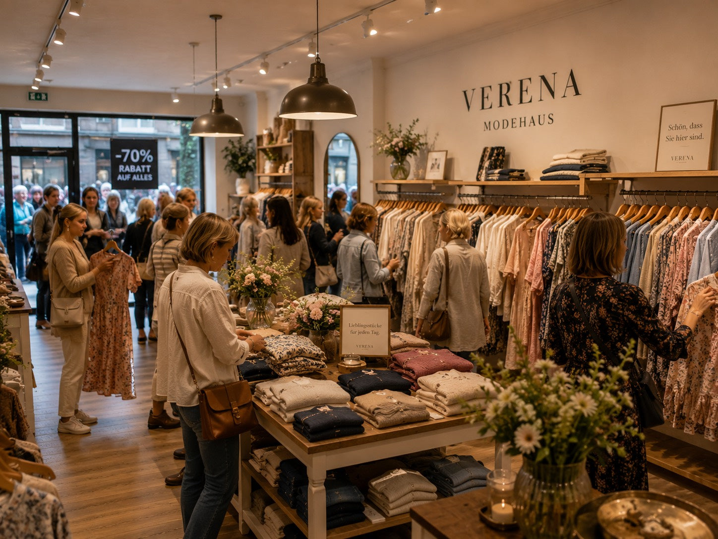 Kundinnen im Verena Modehaus während des Räumungsverkaufs